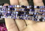 CAA3250 15 inches 4mm faceted round line agate beads wholesale