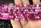 CAA3251 15 inches 4mm faceted round line agate beads wholesale