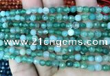 CAA3255 15 inches 4mm faceted round line agate beads wholesale
