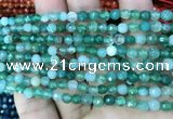 CAA3255 15 inches 4mm faceted round line agate beads wholesale