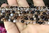 CAA3256 15 inches 4mm faceted round line agate beads wholesale