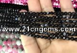 CAA3257 15 inches 4mm faceted round line agate beads wholesale