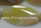 CAA326 15.5 inches 30*60mm faceted oval yellow line agate beads