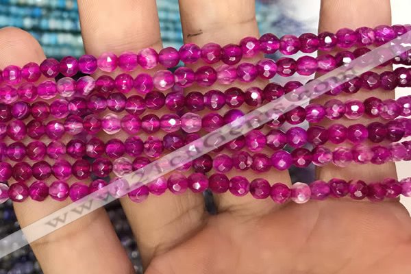 CAA3263 15 inches 4mm faceted round agate beads wholesale
