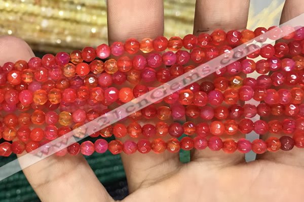 CAA3266 15 inches 4mm faceted round agate beads wholesale