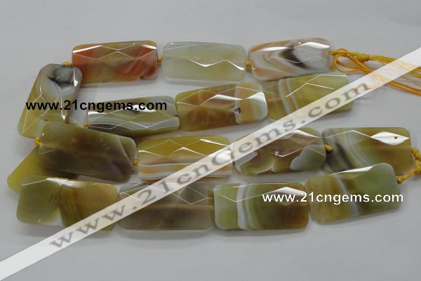 CAA327 15.5 inches 25*50mm faceted rectangle yellow line agate beads