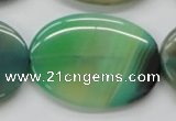 CAA329 15.5 inches 30*40mm oval green line agate beads