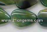 CAA331 15.5 inches 22*28mm flat teardrop green line agate beads