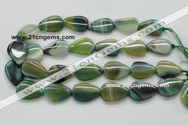 CAA331 15.5 inches 22*28mm flat teardrop green line agate beads
