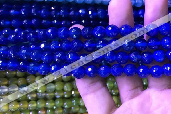 CAA3336 15 inches 8mm faceted round agate beads wholesale