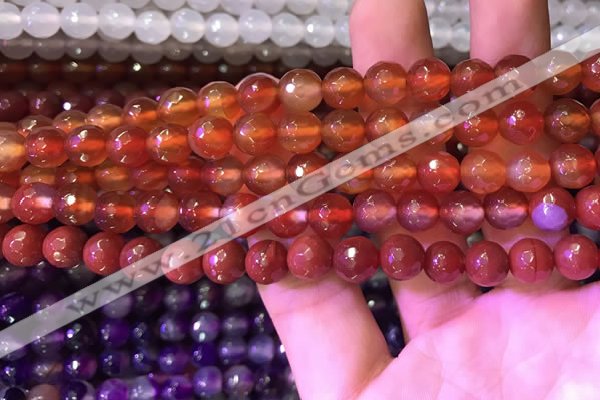 CAA3340 15 inches 8mm faceted round agate beads wholesale