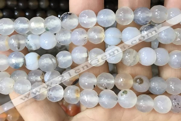 CAA3342 15 inches 8mm faceted round agate beads wholesale