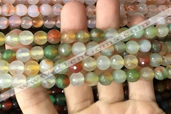 CAA3345 15 inches 8mm faceted round agate beads wholesale