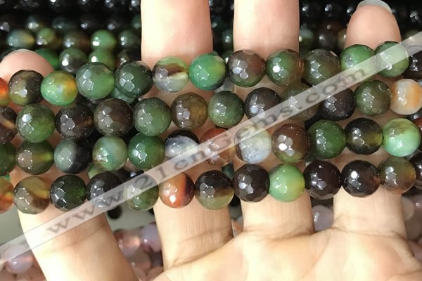 CAA3346 15 inches 8mm faceted round agate beads wholesale