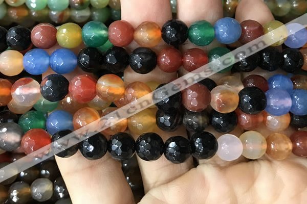 CAA3348 15 inches 8mm faceted round agate beads wholesale