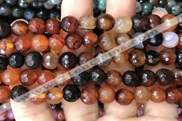 CAA3352 15 inches 8mm faceted round agate beads wholesale