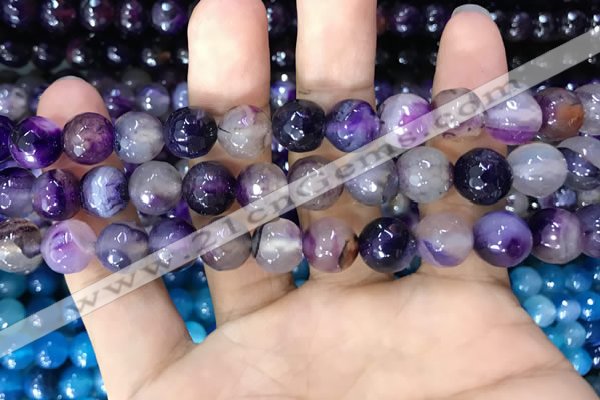 CAA3366 15 inches 10mm faceted round agate beads wholesale