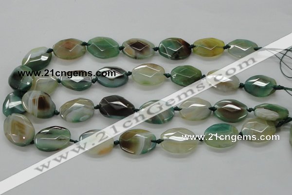CAA337 15.5 inches 18*25mm faceted oval green line agate beads