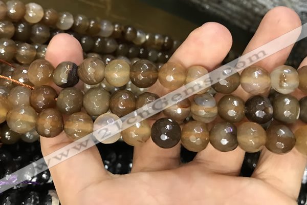 CAA3378 15 inches 10mm faceted round agate beads wholesale