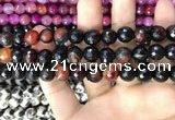 CAA3380 15 inches 10mm faceted round agate beads wholesale