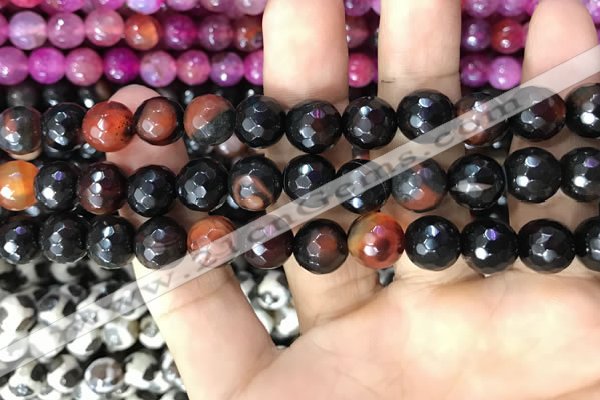 CAA3380 15 inches 10mm faceted round agate beads wholesale