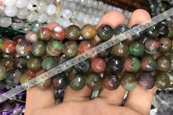 CAA3382 15 inches 10mm faceted round agate beads wholesale