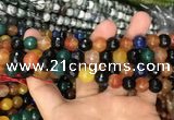 CAA3383 15 inches 10mm faceted round agate beads wholesale