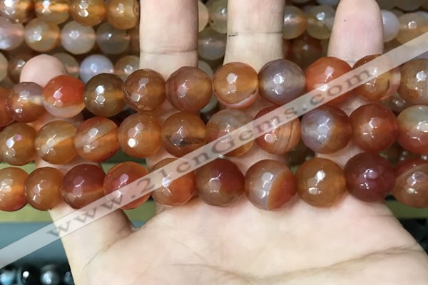 CAA3400 15 inches 12mm faceted round agate beads wholesale