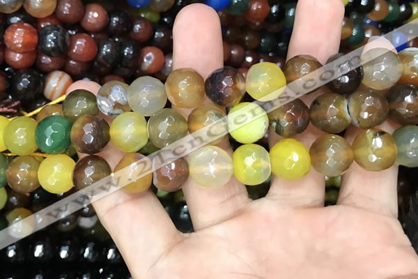 CAA3404 15 inches 12mm faceted round agate beads wholesale