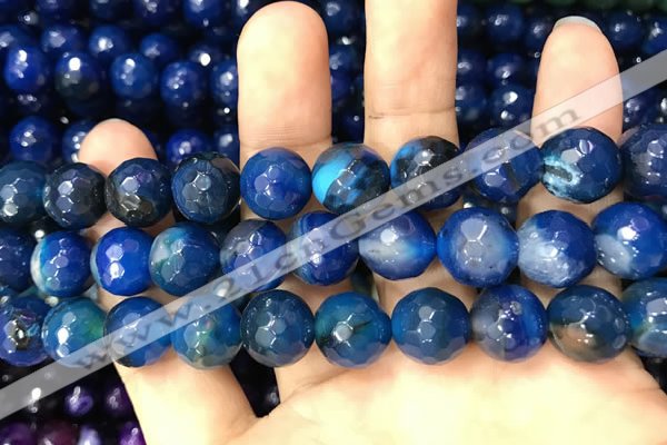 CAA3407 15 inches 12mm faceted round agate beads wholesale