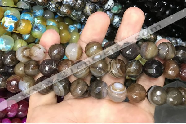 CAA3411 15 inches 12mm faceted round agate beads wholesale