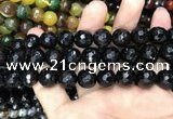 CAA3412 15 inches 12mm faceted round agate beads wholesale