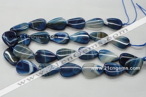 CAA342 15.5 inches 22*30mm flat teardrop blue line agate beads