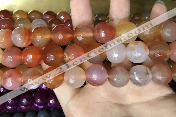 CAA3422 15 inches 14mm faceted round agate beads wholesale