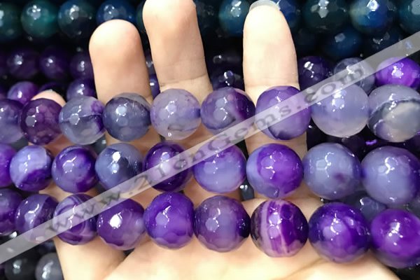 CAA3424 15 inches 14mm faceted round agate beads wholesale