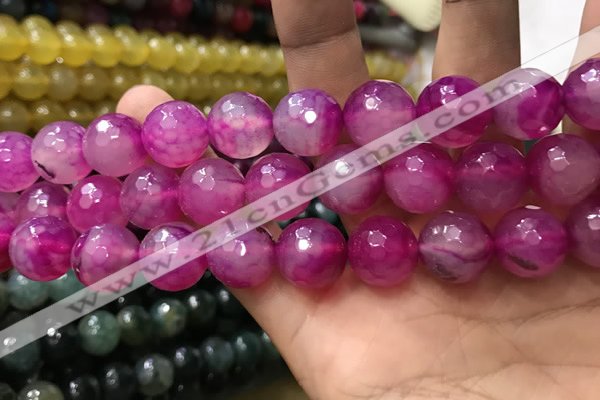 CAA3425 15 inches 14mm faceted round agate beads wholesale