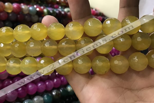 CAA3429 15 inches 14mm faceted round agate beads wholesale