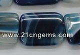 CAA343 15.5 inches 22*30mm rectangle blue line agate beads