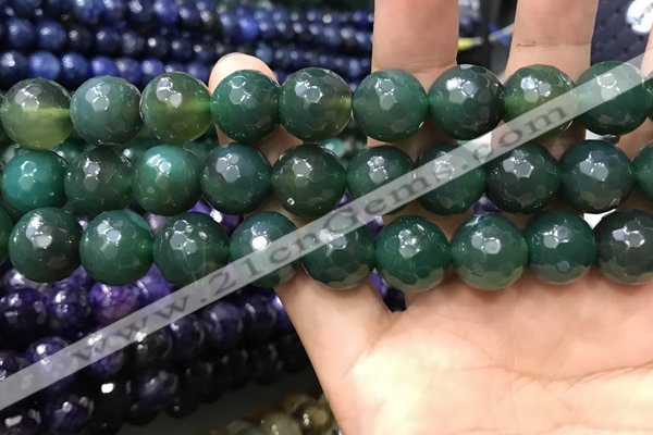 CAA3431 15 inches 14mm faceted round agate beads wholesale