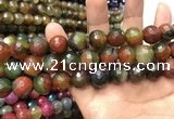 CAA3432 15 inches 14mm faceted round agate beads wholesale