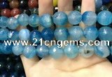 CAA3434 15 inches 14mm faceted round agate beads wholesale