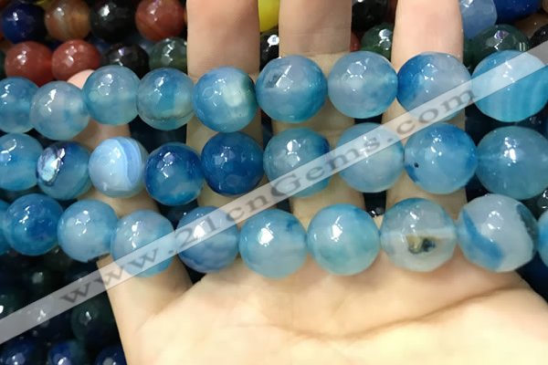 CAA3434 15 inches 14mm faceted round agate beads wholesale