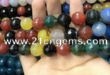 CAA3438 15 inches 14mm faceted round agate beads wholesale