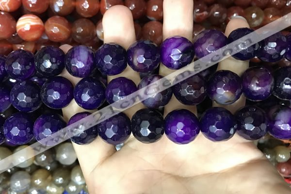 CAA3446 15 inches 16mm faceted round agate beads wholesale