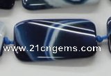 CAA345 15.5 inches 20*45mm twisted rectangle blue line agate beads