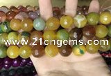 CAA3450 15 inches 16mm faceted round agate beads wholesale