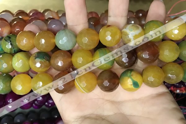 CAA3450 15 inches 16mm faceted round agate beads wholesale