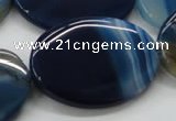 CAA346 15.5 inches 30*40mm oval blue line agate gemstone beads