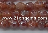CAA3508 15.5 inches 4mm faceted round AB-color fire agate beads