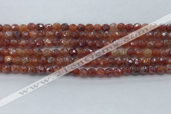 CAA3508 15.5 inches 4mm faceted round AB-color fire agate beads